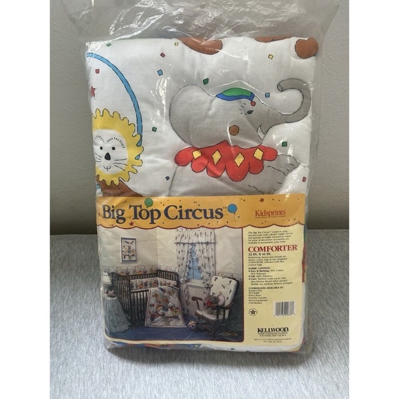 Vintage Kellwood Kidsprints Big Top Circus Baby Blanket Comforter Clowns Bears - Picture 1 of 13